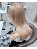 ロンド レア 天神大名店(Lond Le’a)&nbsp;卵型丸型ミルクティーブロンドダークブルーワンホンレイヤー