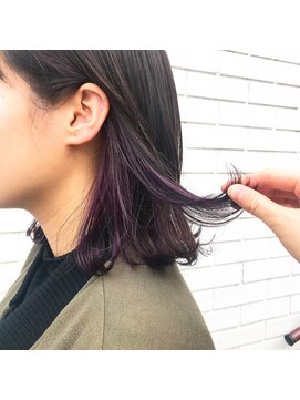 フェンヘアーアイス 中目黒(Fen.hair ici) 切りっぱなしボブ インナーカラー バイオレット