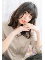 ミック 日暮里店(miq)&nbsp;黒髪オリーブアッシュ大人かわいいくせ毛風くびれヘアa