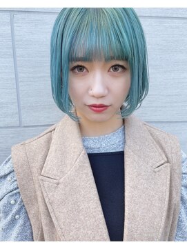ジゼル 博多筑紫口店(GiseL) ミントブルーミニボブ【博多筑紫口ジゼル】＠risa0625xx