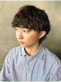 メンズカットツイストスパイラルパーマツーブロックショート