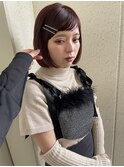 ミニボブストレートボブうぶ毛ヘアアレンジピンクブラウン