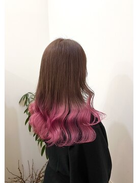 ラフ 原宿(L.a.a.g.f harajuku) グラデーションカラー ピンク♪ ロング@原宿