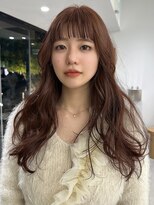 エム(M) 【ブリーチなし】オレンジブラウン/前髪あり/ロング/赤毛/イエベ