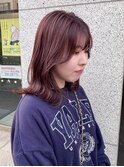 くびれミディアム×ボルドーピンク　ブリーチなし