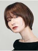 表参道酸性ストレートパーマ艶髪ショートベージュアッシュ40代