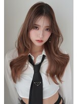 アンジェリカラボ 梅田店(ANGELICA LABO)&nbsp;韓国風くびれレイヤーカット×グレージュ×透明感ブラウン川又