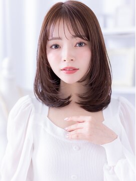 ツヤ感グレーブラウンシャギーカットセミディa上尾20代30代40代