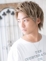 モッズヘア メン 新所沢店(mod's hair men)&nbsp;学生ホワイトブロンド斜めバングルーズショートパーマe新所沢