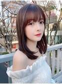 マロンベージュ/Aラインボブ/フェイスフレーミング[銀座]