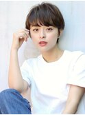 前髪あり耳掛け丸みくびれショートボブ20代30代40代50代(蘭)