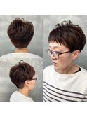 刈り上げマッシュウルフショート×オリーブブラウンカラー