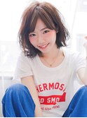 《Agu hair》20代30代小顔ふんわりくびれ無造作ひし形ミディ