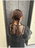 結婚式お呼ばれ＊ふわふわツイン編みおろし＊ベロアリボン