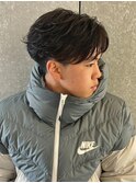 メンズセンターパートニュアンスフェザーパーマ群馬高崎眉毛