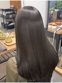 ホワイトグレージュミニウルフデジタルパーマチェリーブラウン