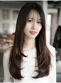 デジタルパーマくびれロングイメチェンレイヤーパーマ前髪