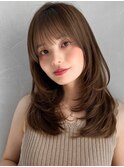 レイヤーくびれヘアアプリコットオレンジホワイトグレージュ