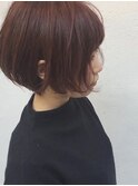 レッドブラウン＿大人かわいい,ボブ,結婚式