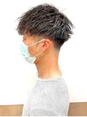 ツイストスパイラルパーマツーブロアップバング/マッシュ