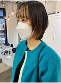 インナーカラー_マロンベージュ Aラインボブ かきあげ