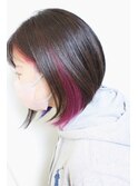 :前下りボブ :インナー :イヤリングカラー :パープル:ピンク