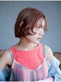 前上がりボブ_ホ斜めバンググレージュカラー_29294