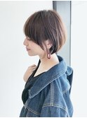 【Say.岩井】丸みショート×サイドバング×ベージュブラウン