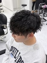 メンズカット リア(Men’s cut riah)&nbsp;ツイストスパイラルパーマツーブロック刈り上げメンズマッシュ