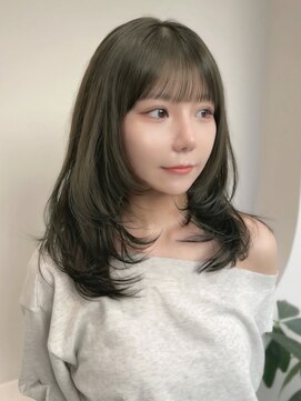 ミディアム/韓国/レイヤーカット/ダブルカラー/栄a64