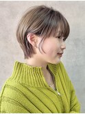着物ヘア/ダークアッシュ/ミディアムレイヤーカット/天王町YS