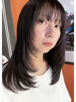 キーゴ 博多(KY-GO.)&nbsp;レイヤーカット 小顔レイヤーカット 黒髪