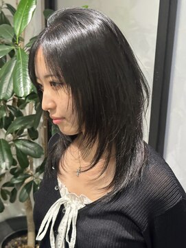 エストアール フクオカ 福岡博多店(est-r. Fukuoka) ミディアムレイヤー/韓国ヘア/ダークグレー/博多