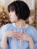 カバーヘア ブリス 上尾西口店(COVER HAIR bliss)&nbsp;丸みボブレイヤーウルフパーマ黒髪くびれハッシュカット30代a