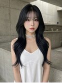 黒髪韓国風ウェーブ巻き