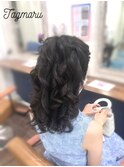 オールバックの華やかカールのハーフアップ☆