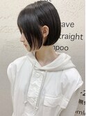 札幌ショート　大人かわいい黒髪あごラインショートボブ
