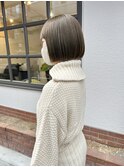 ワンレンボブxブリーチなしのオリーブベージュ