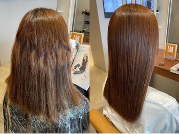 エイクス ヘア デザイン×美髪クリニック 千葉(AQs hair design)の写真/クセ毛で悩む方の救世主【コスメストレート】にオーダー殺到!!潤いと艶に包まれた誰もが憧れる美髪に♪