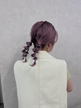 エル オオサカ 心斎橋店(L. OSAKA) 編みおろしアレンジツイン_ピンクラベンダー_KO48