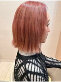 ピンクベージュ外ハネ結べるボブ段カットかきあげ絶壁アラサー☆