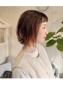 外ハネ×オレンジベージュ【安佐南区】