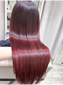 愛され大人ロングくびレイヤーグラデーションチェリーレッド