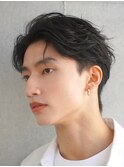渋谷フェザーパーマニュアンスパーマセンターパートウルフカット