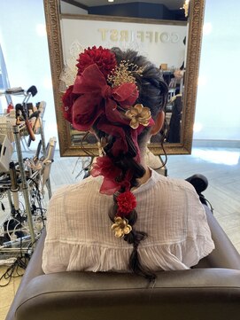 コワファースト 大分(COIFF1RST) 成人式/編みおろしスタイル/りぼん/ポニーテール