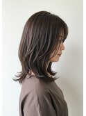 ミディアムレイヤー30代40代50代外ハネくびれヘア酸性ストレート