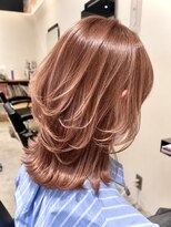 フリック 京都河原町店(FLICK) ★ミディアムレイヤー/ミルクティーピンクベージュ/絶壁解消京都