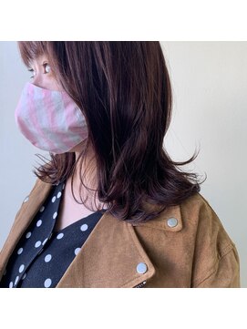 ルアナ 梅田店(Luana) 小顔に見せるミディアムヘア×大人オレンジ