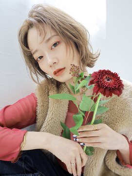 スリール バイ ミリー 江坂(Sourire by milly) 【Sourir江坂】外ハネボブウルフグレージュカラーペールベージュ