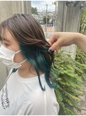 インナーカラー☆ターコイズブルー